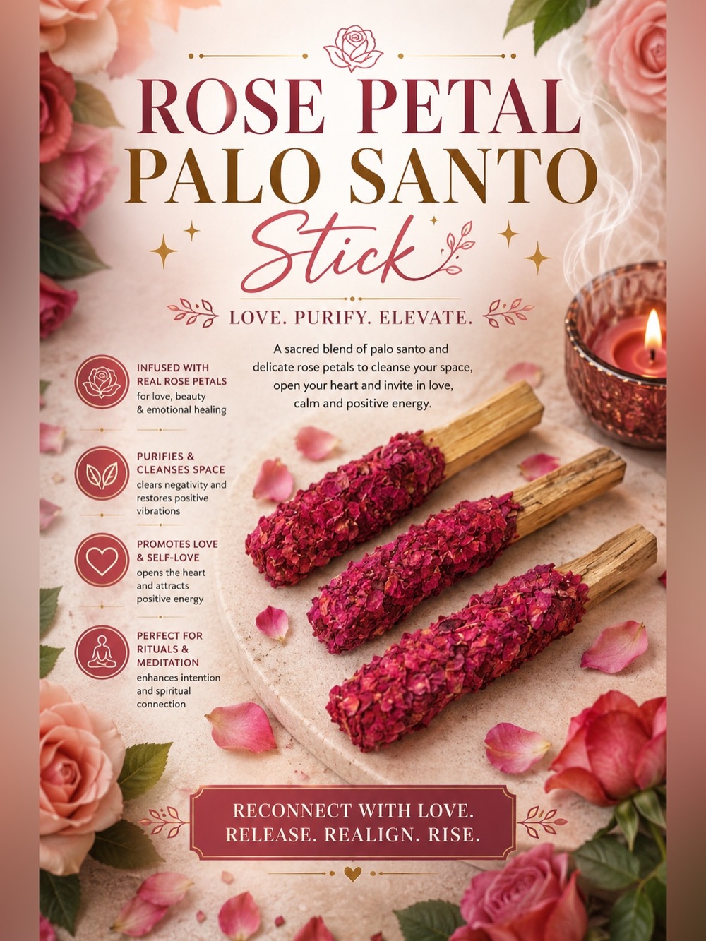 🌹Rose Petal Palo Santo Stick🌹